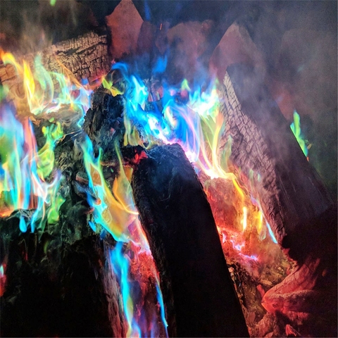 Fuego místico trucos de magia llamas de colores sobres de hoguera chimenea pirotécnica profesional acampar al aire libre herramientas de senderismo ► Foto 1/6