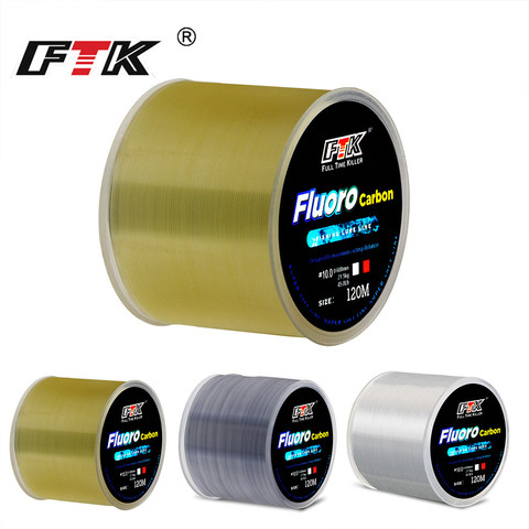 FTK-línea de pesca de 120m, 0,2mm-0,6mm, 7.15LB-45lb, tratamiento de recubrimiento de fluorocarbono, proceso de moleculares de nailon con superficie de carbono ► Foto 1/6