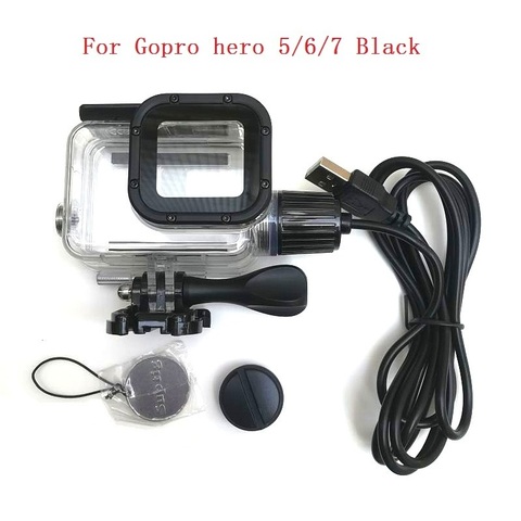 Accesorios de cámara deportiva Chargering funda impermeable para Gopro Hero 7 6 5 carcasa de cargador negro + Cable USB para motocicleta ► Foto 1/6
