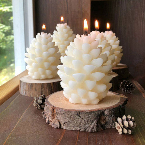 Molde de vela de silicona de cono de pino de Navidad, 3D, artesanal, velas de aromaterapia, cera de abejas, fabricación de velas, 2022 ► Foto 1/6