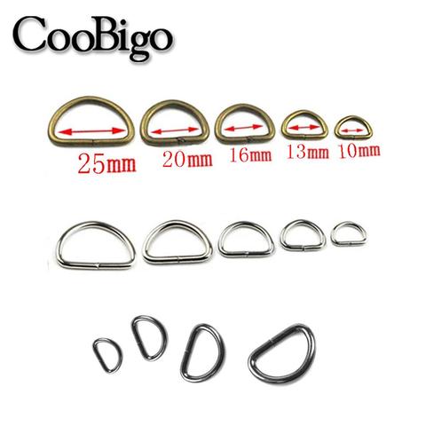 10 Uds anillo de Metal D Dee bucle hebilla cadena bolsas Hardware Collar de perro de bricolaje Cierre de cinta mochila correas Correa accesorios de zapatos ► Foto 1/6