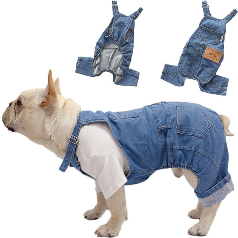 Mono vaquero para perro pequeño, ropa para perro, Bulldog francés, Shih, Tzu, Pug, cachorro, traje para gato, pantalones vaqueros, ropa XL ► Foto 1/6