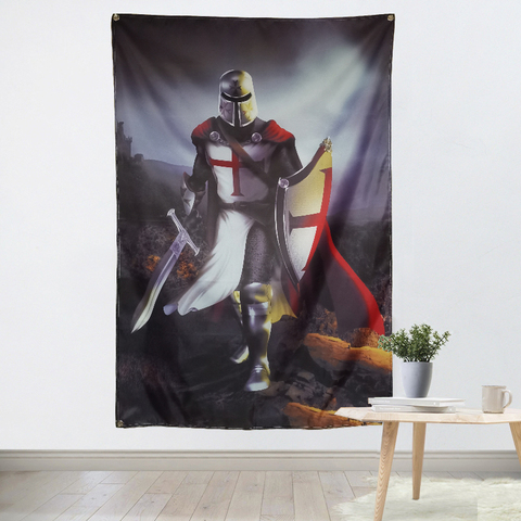 Knight-Bandera de templario de poliéster, 144x96cm, 4 ojales, personalizado, decoración interior ► Foto 1/3