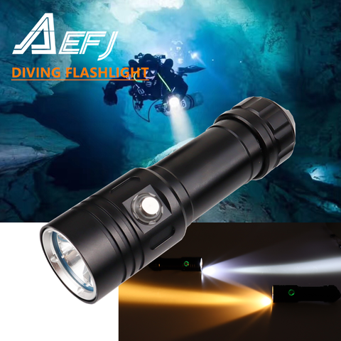 Linterna Led de buceo profesional, antorcha de Buceo recargable Xm L2, lámpara de mano 100 26650, 18650 m bajo el agua ► Foto 1/6