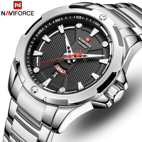 NAVIFORCE-reloj analógico de acero inoxidable para hombre, cronógrafo de cuarzo, resistente al agua, con fecha, Masculino ► Foto 1/6