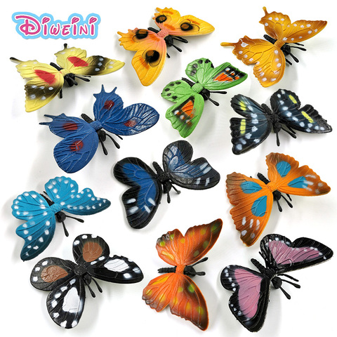 Figuras de acción de mariposa artificial para niños, 12 Uds., modelo de animales realistas, decoración del hogar, regalo educativo ► Foto 1/6