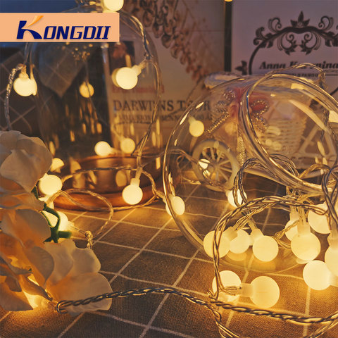 Guirnalda de luces LED con forma de bola de luces de hadas, cadena de luces para festividades, Navidad, decoración al aire libre, batería USB, 3M/6M/10M, 80 unidades ► Foto 1/6