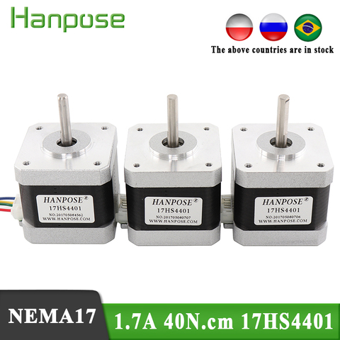 3 uds., Envío Gratis, impresora 3D, Motor paso a paso Nema17 de 4 conductores, motor de 42 motores Nema 17 42BYGH 1.7A (17HS4401), motor para CNC XYZ ► Foto 1/6