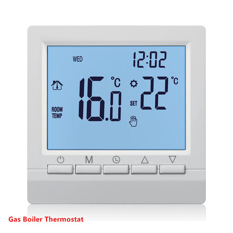 Termostato de calefacción de caldera de Gas azul, regulador de temperatura con batería de 1,5 V para calderas, programable semanalmente ► Foto 1/6