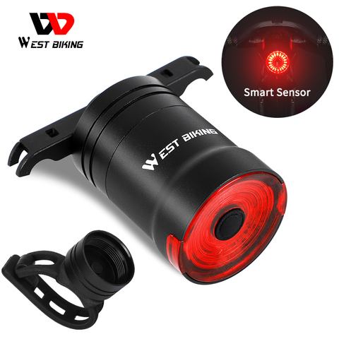 WEST BIKING-Luz LED trasera inteligente para bicicleta, recargable vía USB, encendido/apagado automático, resistente al agua, sensor de freno, luz de advertencia de seguridad ► Foto 1/6