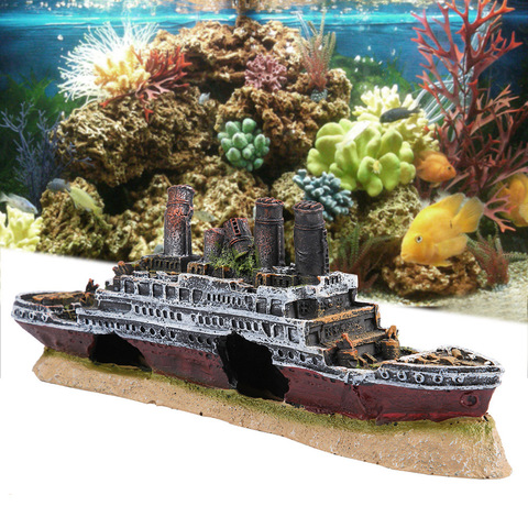 Titanic-Decoración de paisaje de pecera, adornos de naufrago para acuario ► Foto 1/6