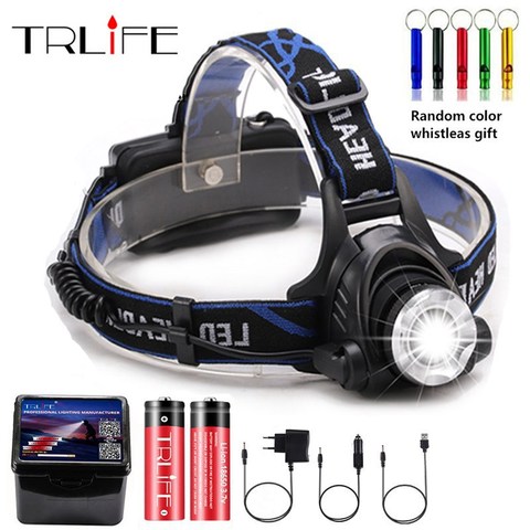 10000 lúmenes faros LED faro T6/L2/V6 Zoomable LED lámpara impermeable recargable linterna de la lámpara de la cabeza de pesca la caza de ► Foto 1/6