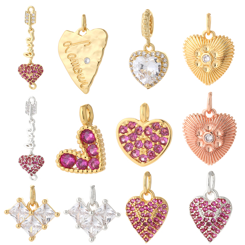 Dijes de corazón para fabricación de joyas, amuletos de diseño bonito, Charms de joyería para collar, pendientes, pulsera, hacer cobre ► Foto 1/6