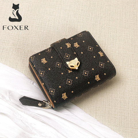 Foxer Cartera de mujer estampado de Mini cartera elegante bolsa de dinero de Señorita de PVC carteras titular de la tarjeta de mujeres monedero clásico cartera corto ► Foto 1/6