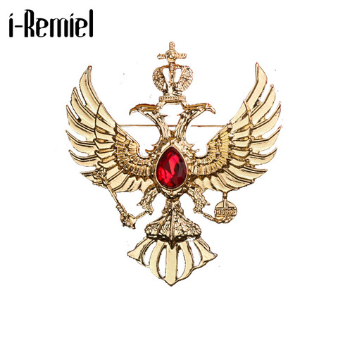 Broches de águila de cristal Vintage para hombre, corona, traje, abrigo, insignia, Collar, broche y joyería de camafeo, accesorios de ropa de lujo ► Foto 1/6