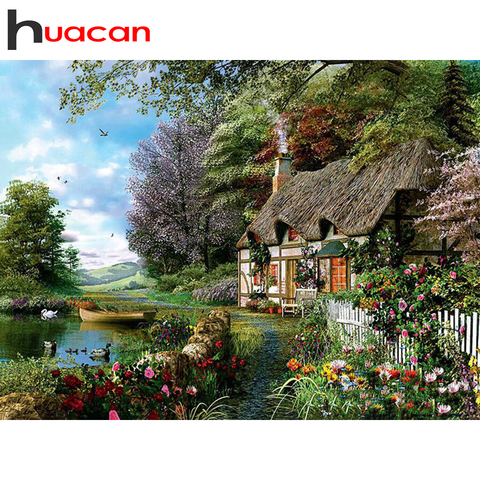 Huacan 5d diamante pintura de paisaje nuevas llegadas completa/cuadrado/Ronda diamante del bordado de jardín mosaico artesanías casera de decoración ► Foto 1/6