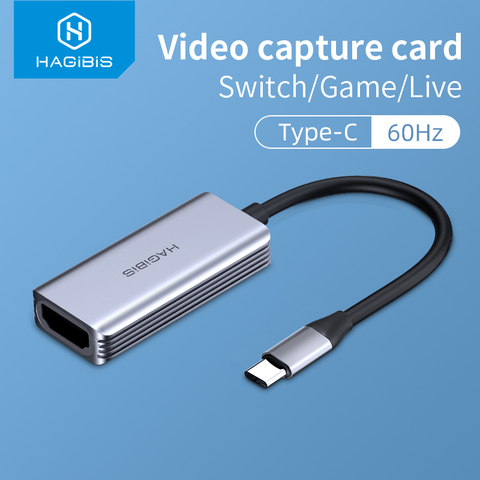Hagibis tipo-C tarjeta de captura de vídeo compatible con HDMI a USB 1080P juego HD registro para PS4/5 interruptor de retransmisión en directo de la cámara ► Foto 1/6