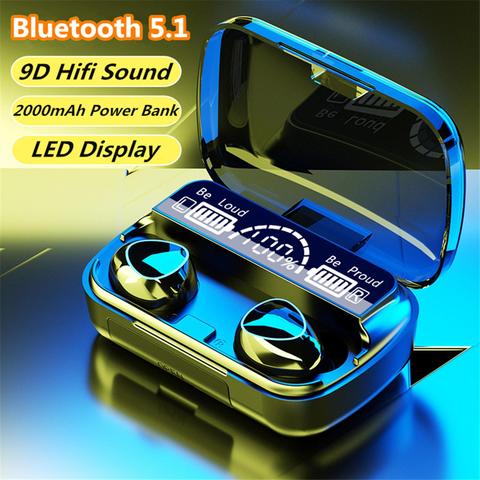 Auriculares intrauditivos V5.1 9D Mini M10 TWS, inalámbricos por Bluetooth, auriculares táctiles deportivos binaurales para teléfonos ► Foto 1/6