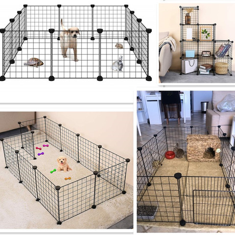 Corralito plegable para mascotas, valla de hierro, caseta para cachorros, entrenamiento para cachorros, gatito, espacio para perros, suministros para conejos, conejillo de indias ► Foto 1/6