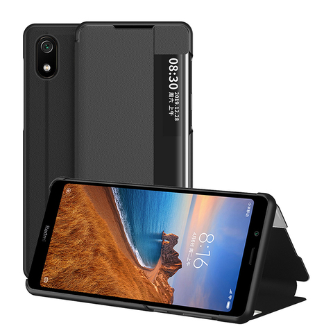 Inteligente ventana Funda de cuero de imitación para Xiaomi MI nota 10 Lite CC9E A3 9T Redmi 7 7A 8 8A 9 Nota 5 5 5 6 6 7 8 8T 9S 9 Pro Max caso ► Foto 1/6