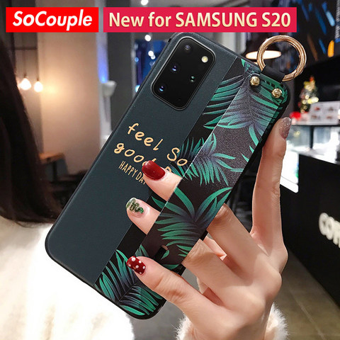 SoCouple-funda para Samsung S20 Plus S21 Ultra FE A51 A71 A50 A70, correa de muñeca de hoja, funda trasera de silicona suave para teléfono ► Foto 1/6