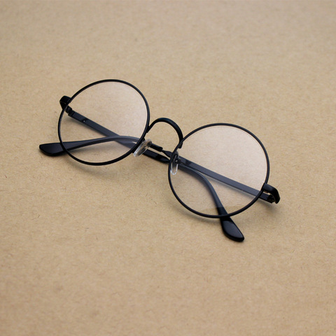 Hombre Nuevo Retro de la mujer decorar grandes gafas redondas transparentes marco de Metal para anteojos negro plata oro gafas ► Foto 1/6