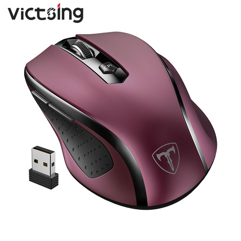VicTsing MM057-ratón inalámbrico portátil, Mouse óptico móvil con 6 botones, 5 niveles de DPI ajustables para Notebook, PC y portátil, 2,4G ► Foto 1/6