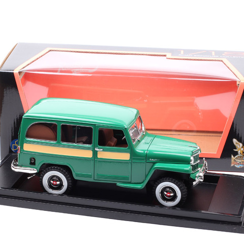 1/18 Gran Escala Vintage Willys Jeep camioneta Woody Mini madera Van Ford Rural 1955 vehículos y fundición modelos de coche juguetes réplica ► Foto 1/6