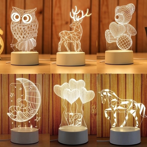 Lámpara de mesa creativa para niños, luz nocturna de LED Visual 3D, regalo para niños, decoración del hogar con Cable USB ► Foto 1/6