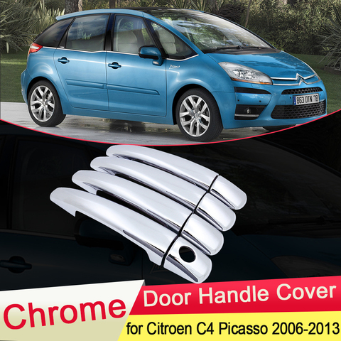 Para Citroen Grand C4 Picasso 2006, 2007, 2008, 2009, 2010, 2011, 2012, 2013 cubierta cromada de manija de puerta de coche al conjunto de estilo Accesorios ► Foto 1/6