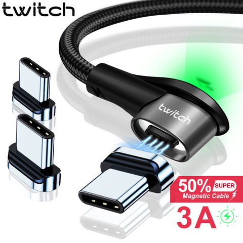 Cable USB tipo C magnético Twitch 3A USB-C cargador de carga rápida Cable de datos tipo c para Samsung S20 Huawei Mate 30 P30 Pro ► Foto 1/6