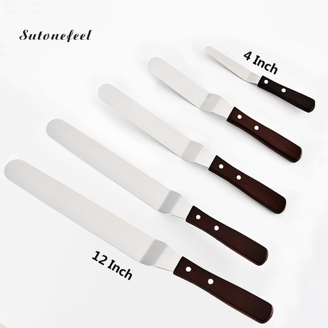 Espátula de cuchillo crema pastel de 4/12 pulgadas, raspador de acero inoxidable para manualidades, esparcidor de glaseado y escarchado para bizcochos y pasteles ► Foto 1/6