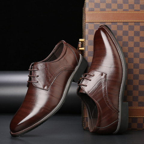 Zapatos Oxford de cuero genuino para hombre, calzado Formal de alta calidad con cordones ► Foto 1/5