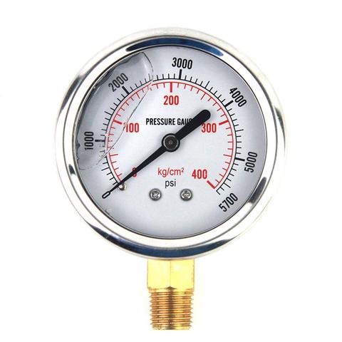 Instrumento de medición de presión de aceite automotriz macho 1/4 NPT, Herramienta hidráulica de rosca estándar de EE. UU., herramientas rellenas de líquido de 0-5000 PSI ► Foto 1/6