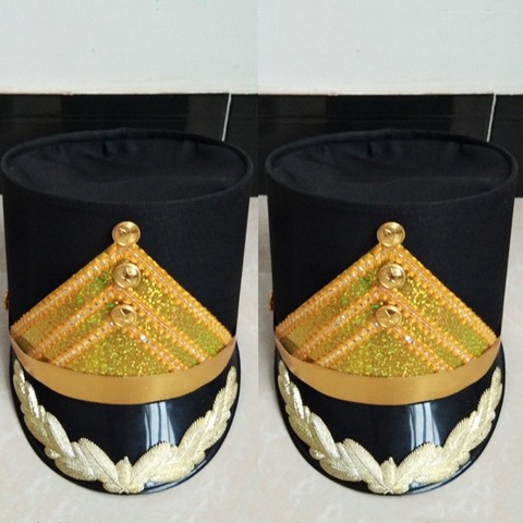 Sombreros de cosplay para adultos y niños, militares, negros, escuela, equipo de tambor, sombreros, hotel, camarero, sombreros ► Foto 1/4