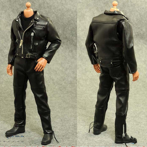 Arnold Schwarzenegger-Chaqueta de cuero negro para hombre, traje, modelo de locomotora, juguete, 12 