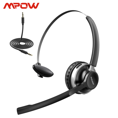 Mpow HC3 auriculares Bluetooth doble Cancelación de ruido Micrófono cristalino inalámbrico y auriculares con cable para PC/Laptop/llamada centro ► Foto 1/6