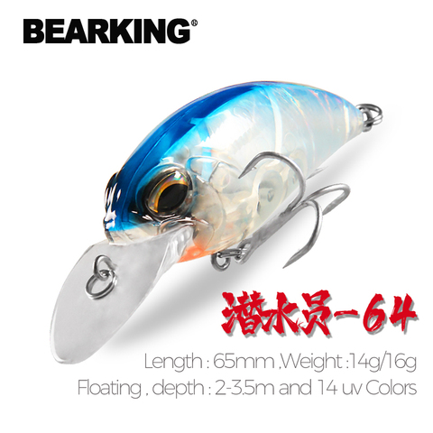 BEARKING 6,5 cm 14g 16g de buceo 2-3,5 m flotante Wobblers señuelos Crankbait para pesca Swimbait duro Artificial cebo para pescar frente ► Foto 1/6