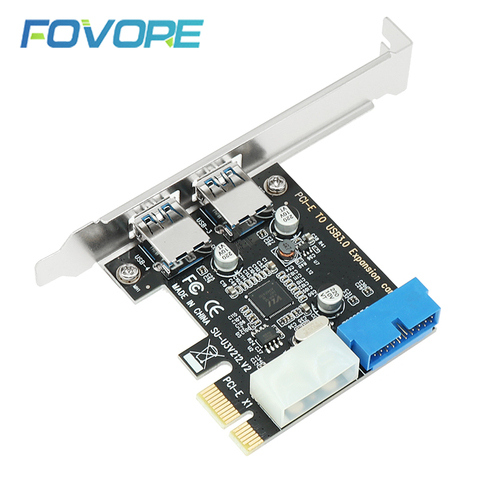 Adaptador PCI express USB3 a USB 3,0, controlador convertidor de 20 pines, PCIe x1, USB 3, 0, 2 puertos, tarjeta de expansión ► Foto 1/6