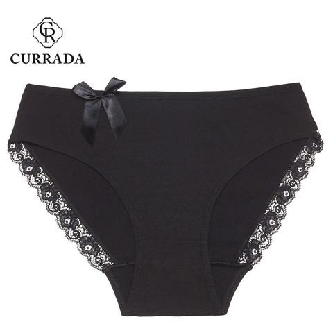 CURRADA 6 unids/lote ropa interior de algodón ropa interior de las mujeres calzoncillos de talla grande cintura alta ropa interior mujer ropa interior de arco de encaje ► Foto 1/6