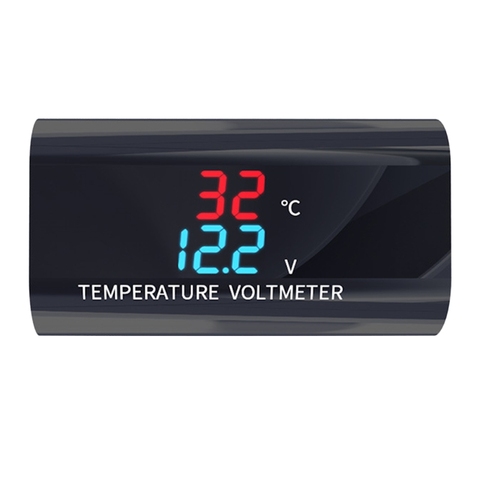 Voltímetro con Sensor de temperatura Digital LED 12V CC, pantalla Dual de 0,28 pulgadas, termostato, medidor de voltaje para coche y motocicleta ► Foto 1/6