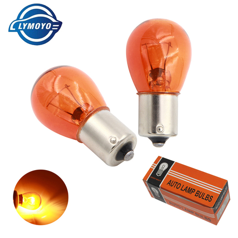 LYMOYO 10 unids 1156 P21W BA15S 12 V 21 W lámpara halógena ámbar coche luces de marcha atrás de bombillas de luz de parada trasero señal DRL 12 V ► Foto 1/6