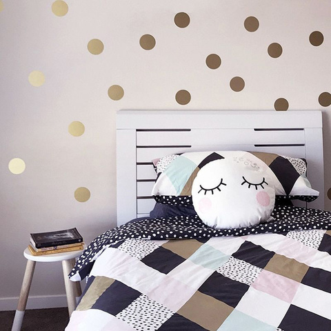 De plata de oro lunares pared pegatinas de círculo de oro de la pared para niños casa habitación decoración DIY pegatinas para bebé vivero sala ► Foto 1/6