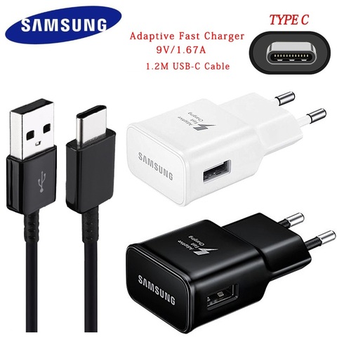 Original Samsung adaptativo S10 rápido USB cargador rápido adaptador de 1,2/M Cable de tipo C para Galaxy A50 A30 A70 S8 S9 Plus Nota 8 9 10 ► Foto 1/3