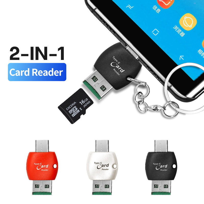 ANMONE-Adaptador 2 en 1 Tipo C a microSD, lector de tarjetas TF tipo C a USB 2,0 OTG para PC, portátil, Android, convertidor de teléfono inteligente ► Foto 1/6