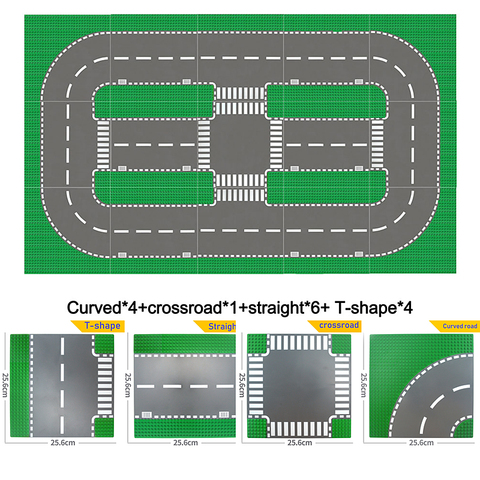 La carretera de la ciudad Placa de calle DIY bloques de construcción ladrillos placa Base Compatible principales Brank ciudad de 7280 de 7281 para niños regalos ► Foto 1/6