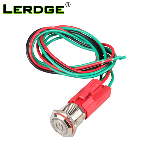 LERDGE-fuente de alimentación de impresora 3D, accesorios de supervisión, interruptor de botón de Metal, anillo de reinicio automático, luz led verde, símbolo de potencia, 12V, 24V ► Foto 1/6