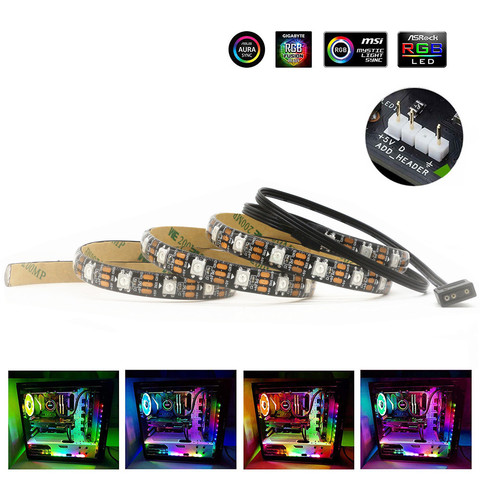 Tira de luces LED RGB de 5V, direccionable, WS2812B, funda para PC, funda decorativa, placa base, cabezal de 3 pines para ASUS Aura SYNC Light ► Foto 1/6