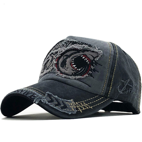 Gorra de béisbol de algodón para hombres y mujeres, gorra con Cierre trasero, gorra con bordado de tiburón, gorra informal, gorra de béisbol para hombres ► Foto 1/6