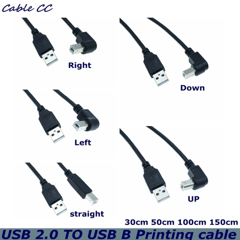 USB 150 A macho A USB B macho, 30-2,0 cm, tipo B, BM, arriba y abajo, escáner de esquina izquierda y derecha, cable de ángulo BM de 90 grados ► Foto 1/6